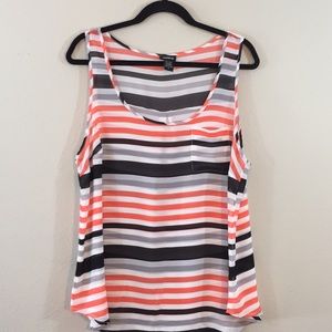 Torrid Women Stripes Sheer Tank Top - Size 1
